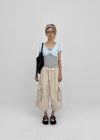 (UNISEX) Wellit Cargo Bermuda Elastic Pants