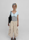 (UNISEX) Wellit Cargo Bermuda Elastic Pants