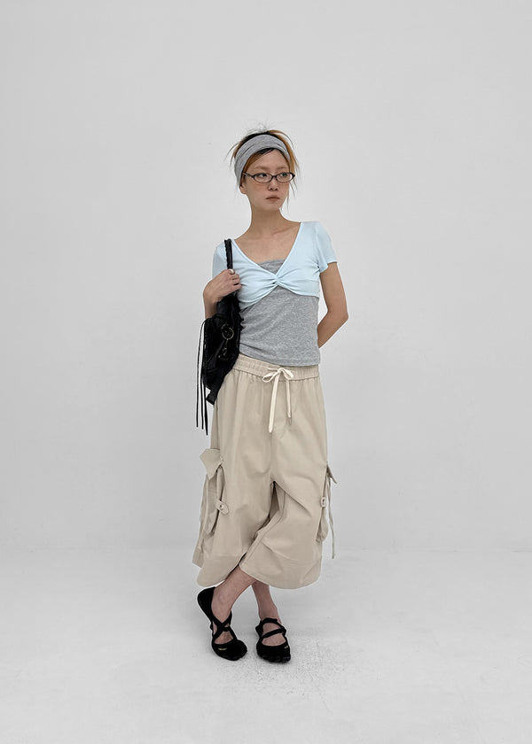 (UNISEX) Wellit Cargo Bermuda Elastic Pants