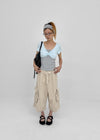 (UNISEX) Wellit Cargo Bermuda Elastic Pants