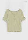 Lamber Button Roll-up Short Sleeve Tee