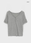 Lamber Button Roll-up Short Sleeve Tee