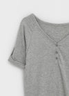 Lamber Button Roll-up Short Sleeve Tee