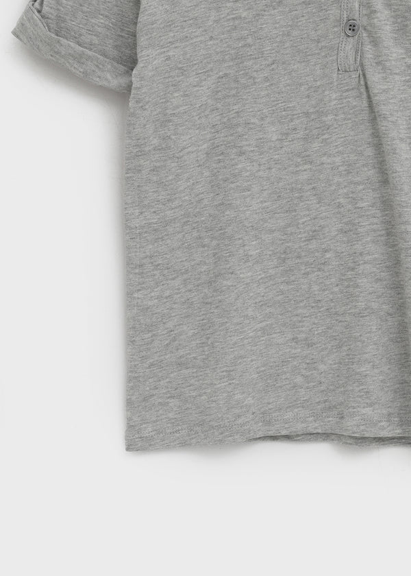 Lamber Button Roll-up Short Sleeve Tee