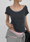 Jay's Summer Deep U-Neck Short Sleeve Tee