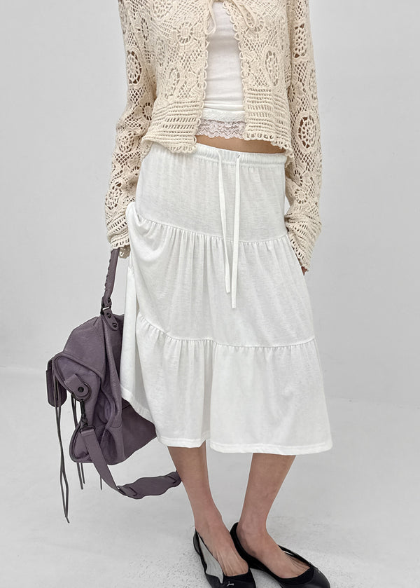 Vapor tiered midi skirt