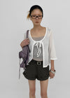 Binding 3/4 length knit cardigan