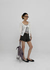 Binding 3/4 length knit cardigan