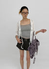 Binding 3/4 length knit cardigan