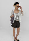 Binding 3/4 length knit cardigan