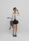 Binding 3/4 length knit cardigan