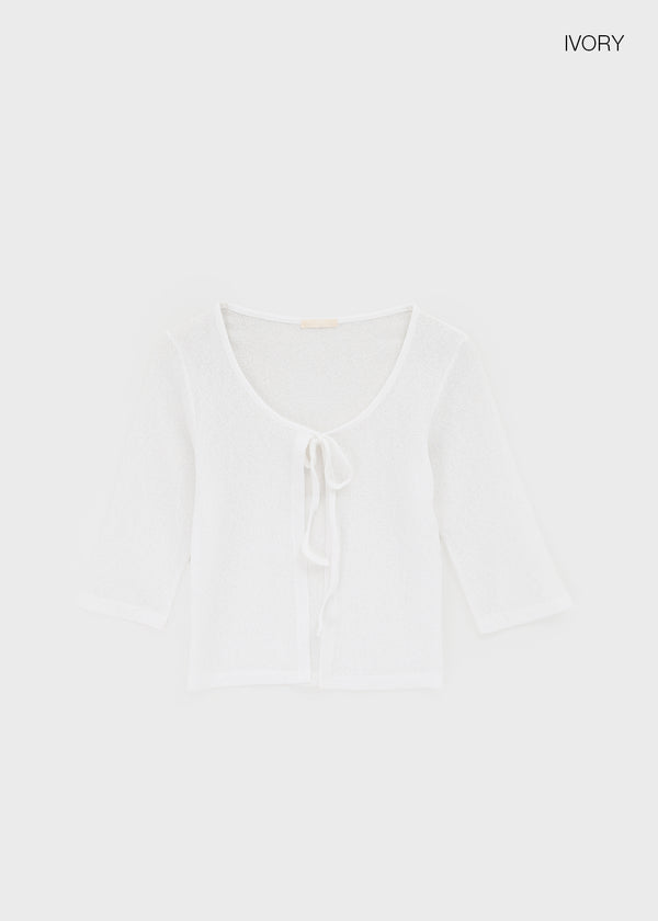 Binding 3/4 length knit cardigan