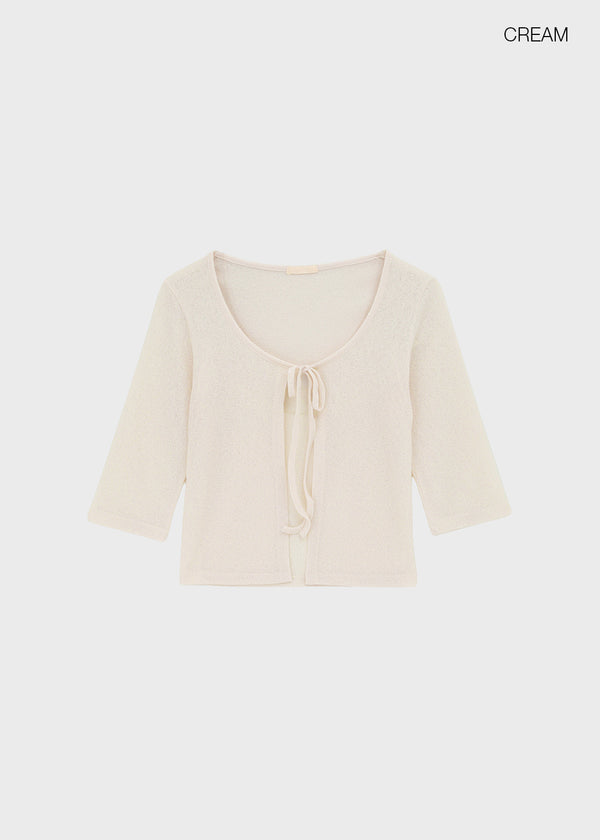 Binding 3/4 length knit cardigan