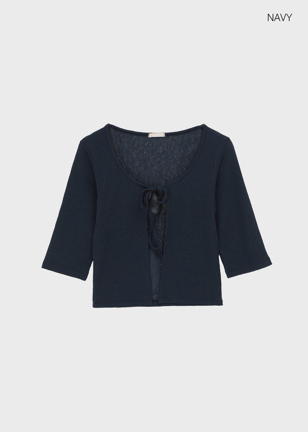 Binding 3/4 length knit cardigan