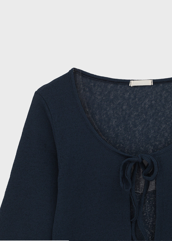 Binding 3/4 length knit cardigan