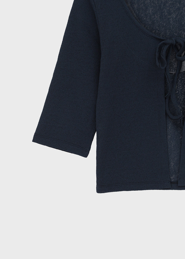 Binding 3/4 length knit cardigan