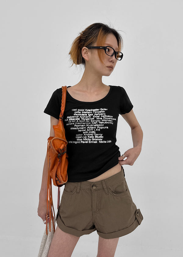 Miya Lettering U-neck Short Sleeve T-shirt