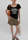 Miya Lettering U-neck Short Sleeve T-shirt