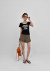 Miya Lettering U-neck Short Sleeve T-shirt