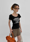Miya Lettering U-neck Short Sleeve T-shirt