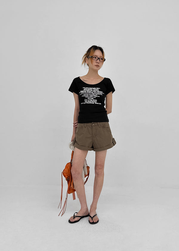 Miya Lettering U-neck Short Sleeve T-shirt