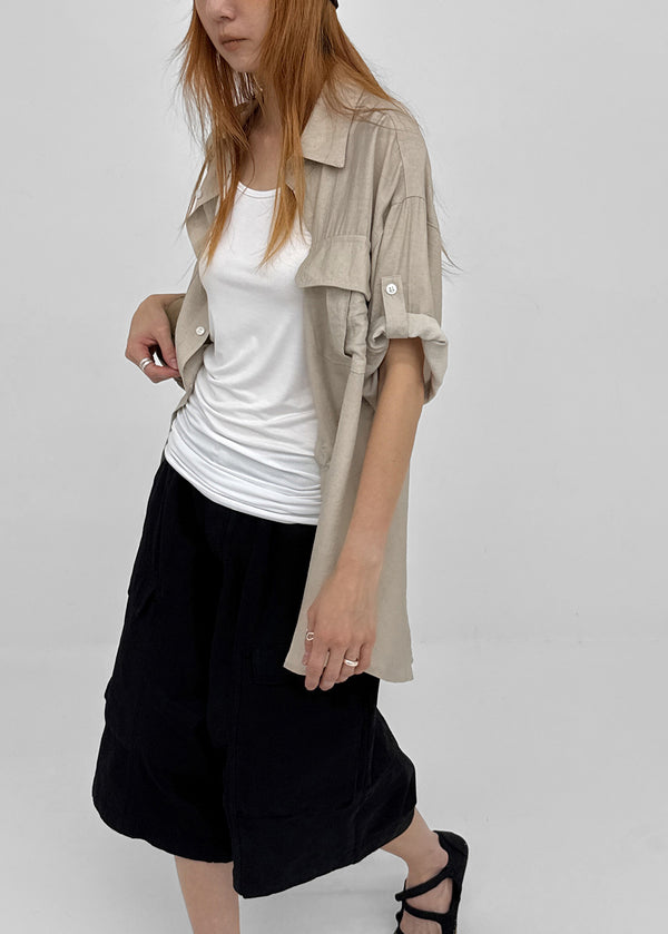 Optical Summer Roll-up Short Sleeve Shirt