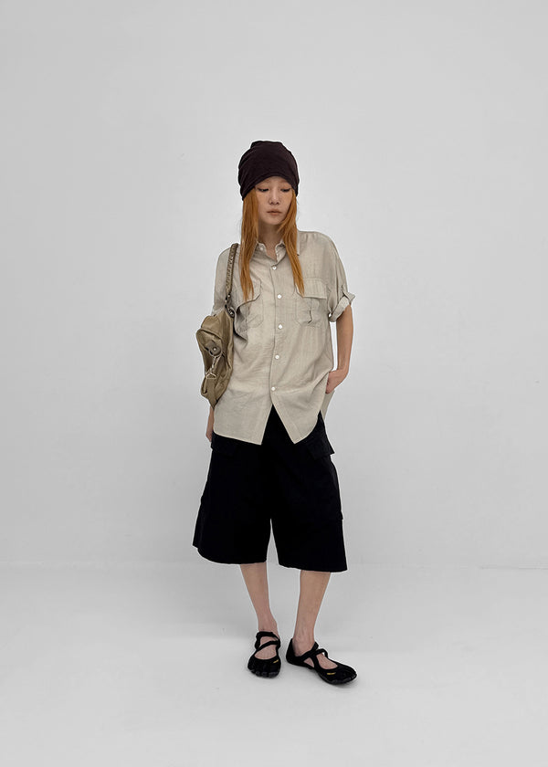 Optical Summer Roll-up Short Sleeve Shirt