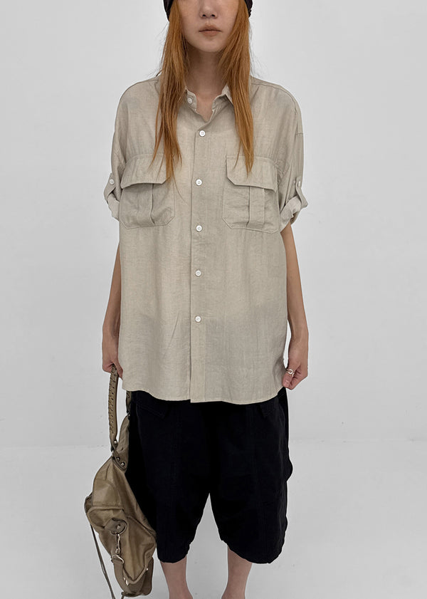 Optical Summer Roll-up Short Sleeve Shirt