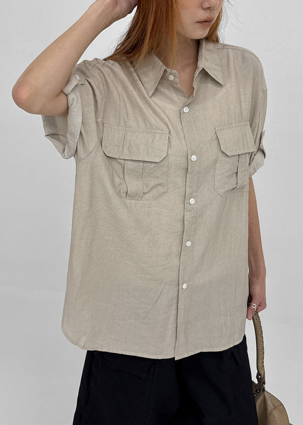 Optical Summer Roll-up Short Sleeve Shirt