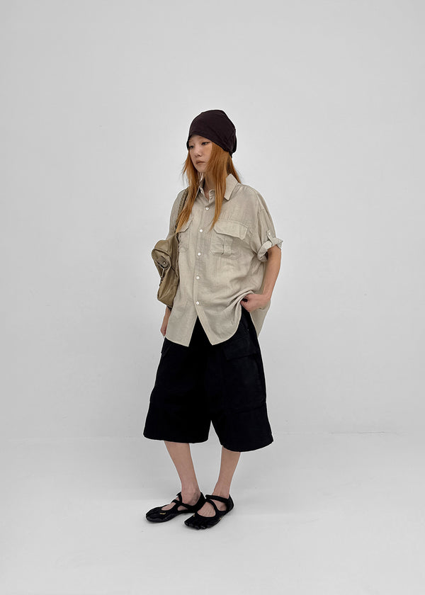 Optical Summer Roll-up Short Sleeve Shirt