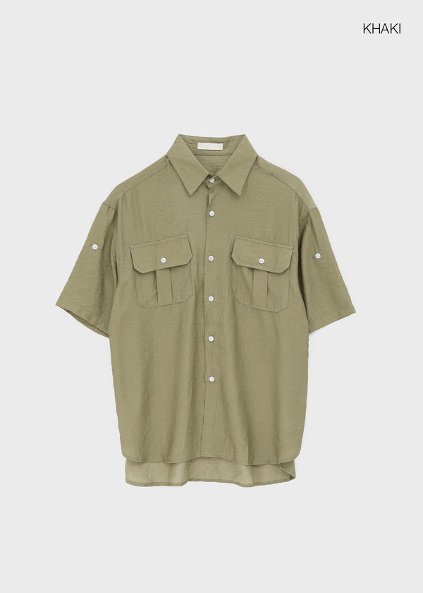 Optical Summer Roll-up Short Sleeve Shirt