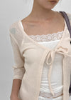 Binding 3/4 length knit cardigan