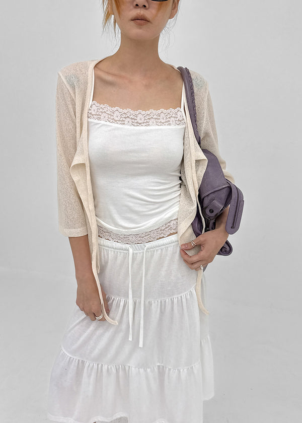 Binding 3/4 length knit cardigan