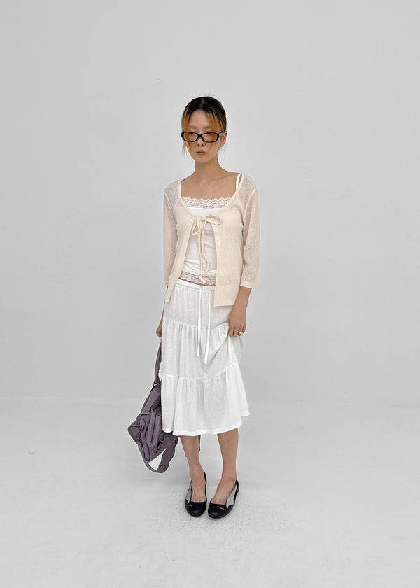 Binding 3/4 length knit cardigan