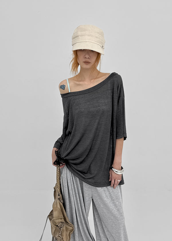 Chaser See-through Off-Shoulder Short-Sleeve Tee