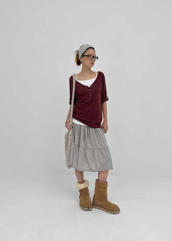 Kujan Button Roll-up 3/4 Sleeve T-shirt