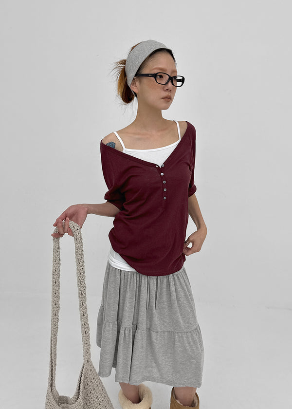 Kujan Button Roll-up 3/4 Sleeve T-shirt