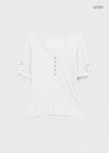 Kujan Button Roll-up 3/4 Sleeve T-shirt