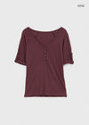 Kujan Button Roll-up 3/4 Sleeve T-shirt