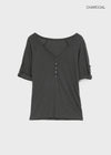 Kujan Button Roll-up 3/4 Sleeve T-shirt
