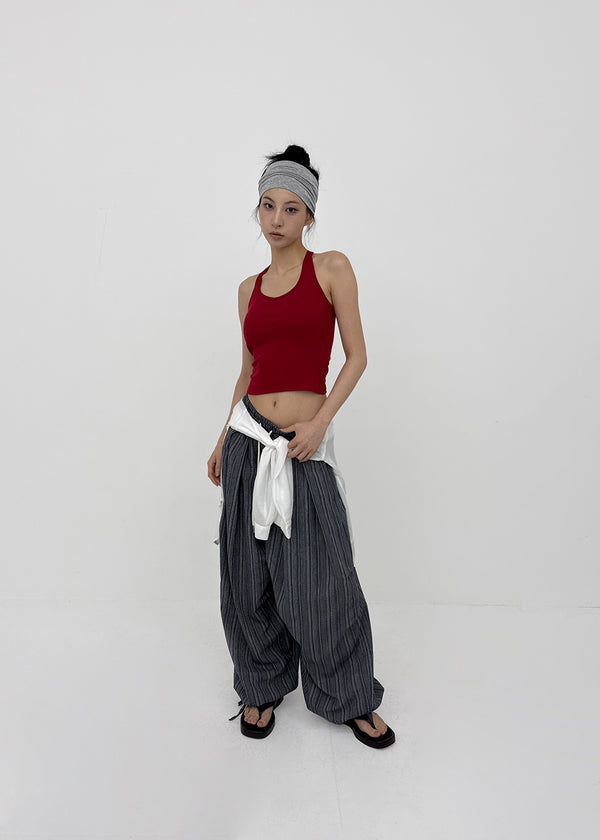 (UNISEX) Ducl Stripe Balloon Elastic Waist Pants