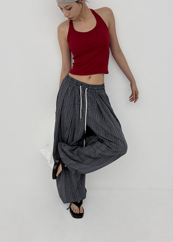 (UNISEX) Ducl Stripe Balloon Elastic Waist Pants