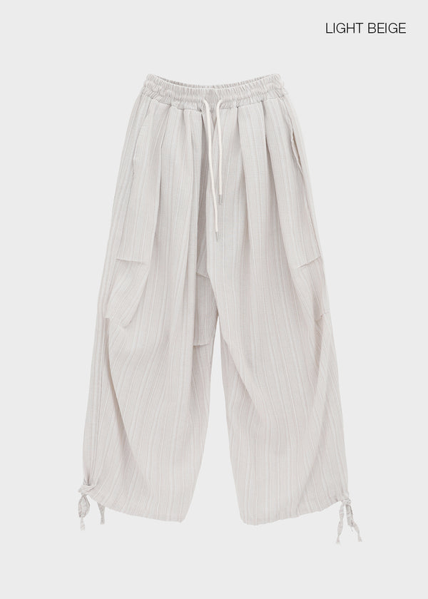 (UNISEX) Ducl Stripe Balloon Elastic Waist Pants