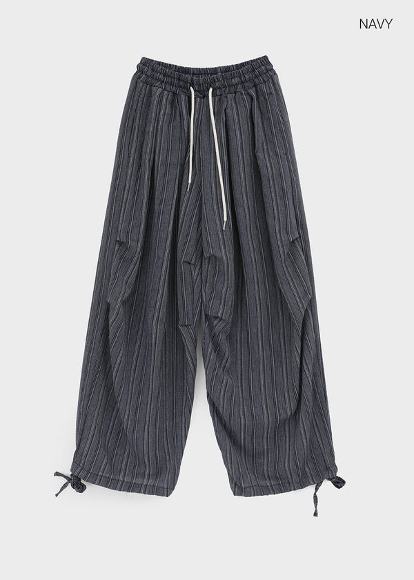 (UNISEX) Ducl Stripe Balloon Elastic Waist Pants