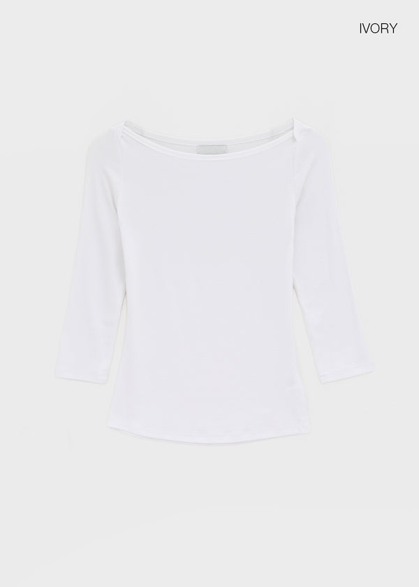 Wikiver Boat Neck Tencel 3/4 Bootie