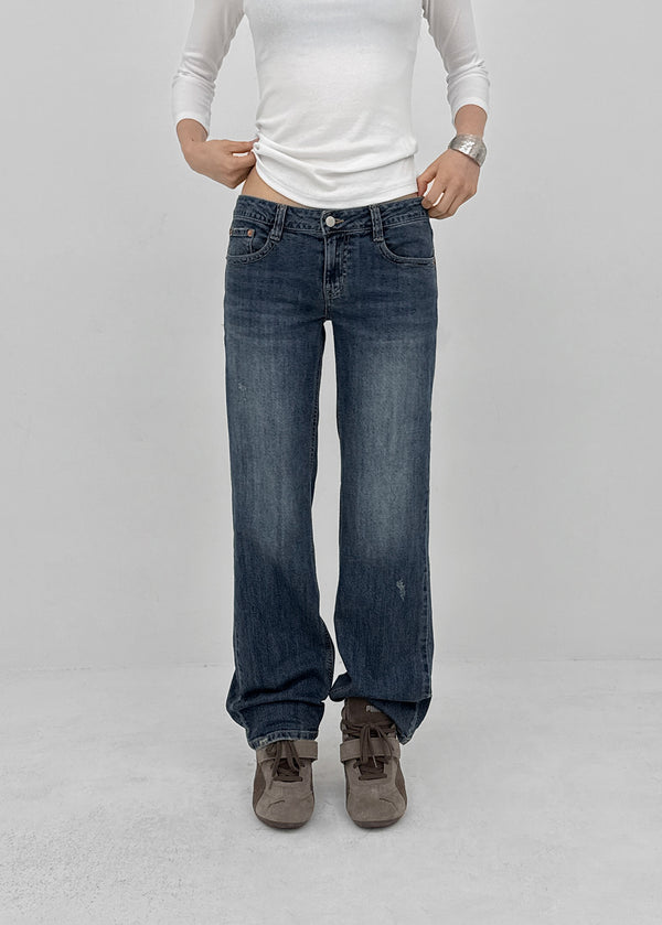 Wippole Low-waisted Straight Denim Pants