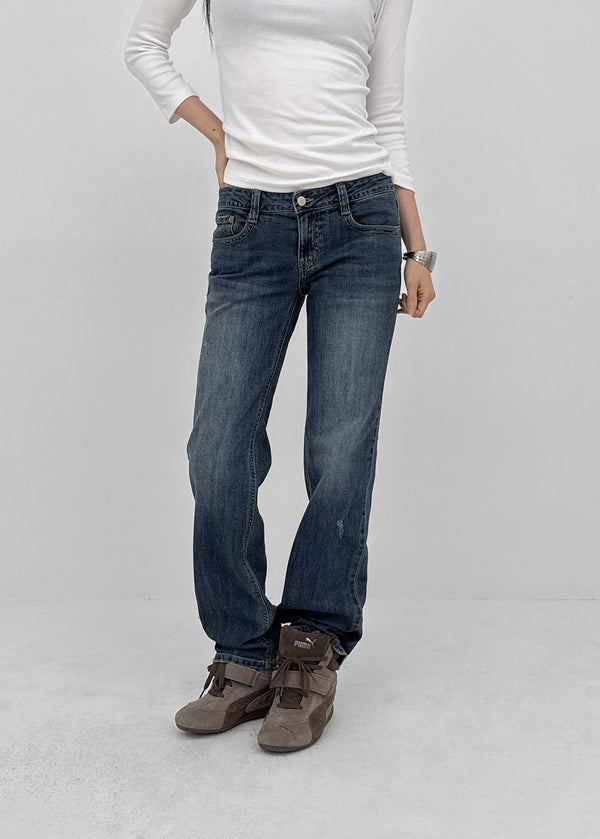 Wippole Low-waisted Straight Denim Pants