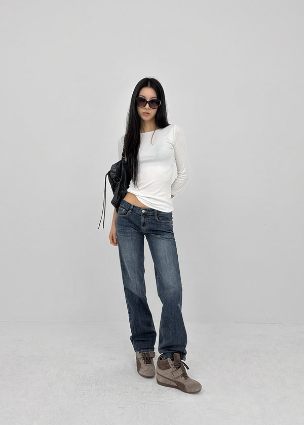 Wippole Low-waisted Straight Denim Pants