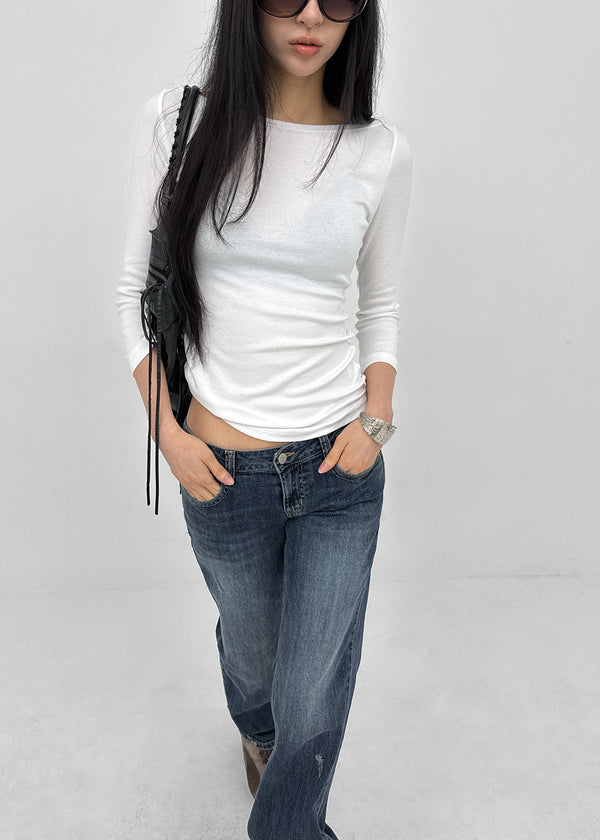 Wikiver Boat Neck Tencel 3/4 Bootie