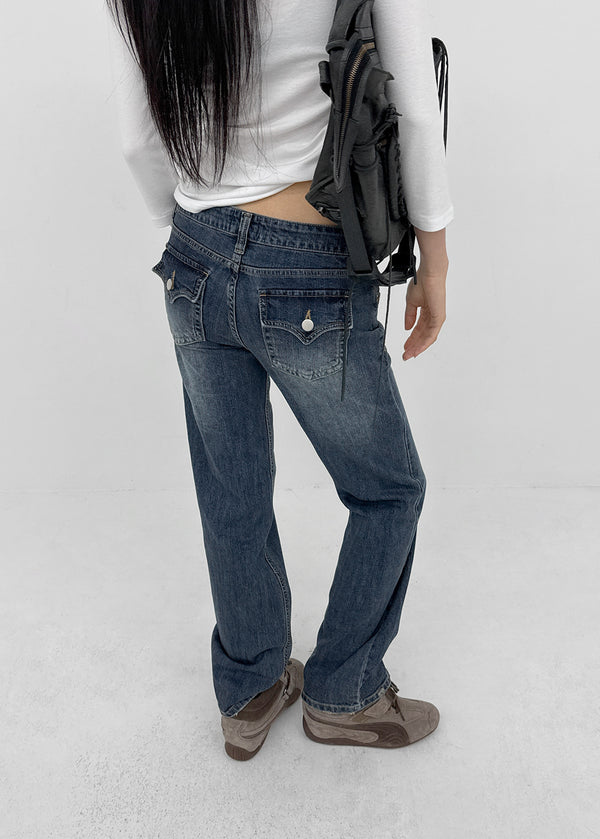Wippole Low-waisted Straight Denim Pants